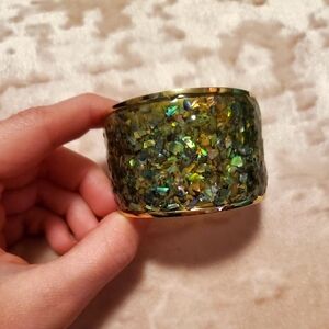 Cuff Bracelet Shell Abalone Gold Iridescent Pearlescent